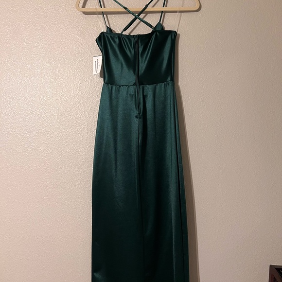 Formal Satin Asymmetrical Midi Dress - Picture 2 of 5